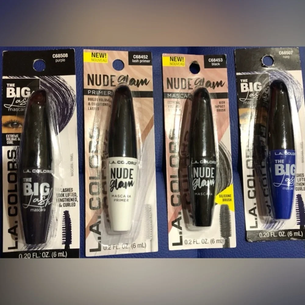 4piece Mascara & lash conditioner bundle in purple, navy, black mascara & primer